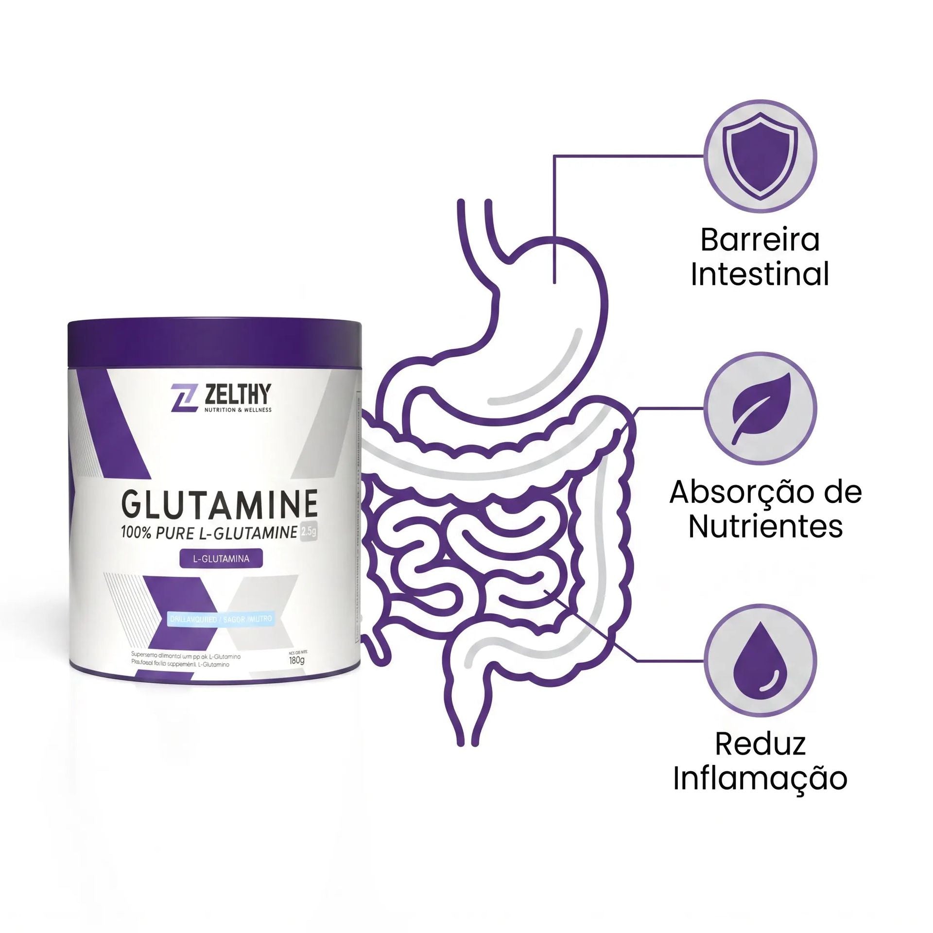 Zelthy Glutamina Sem Sabor 150g