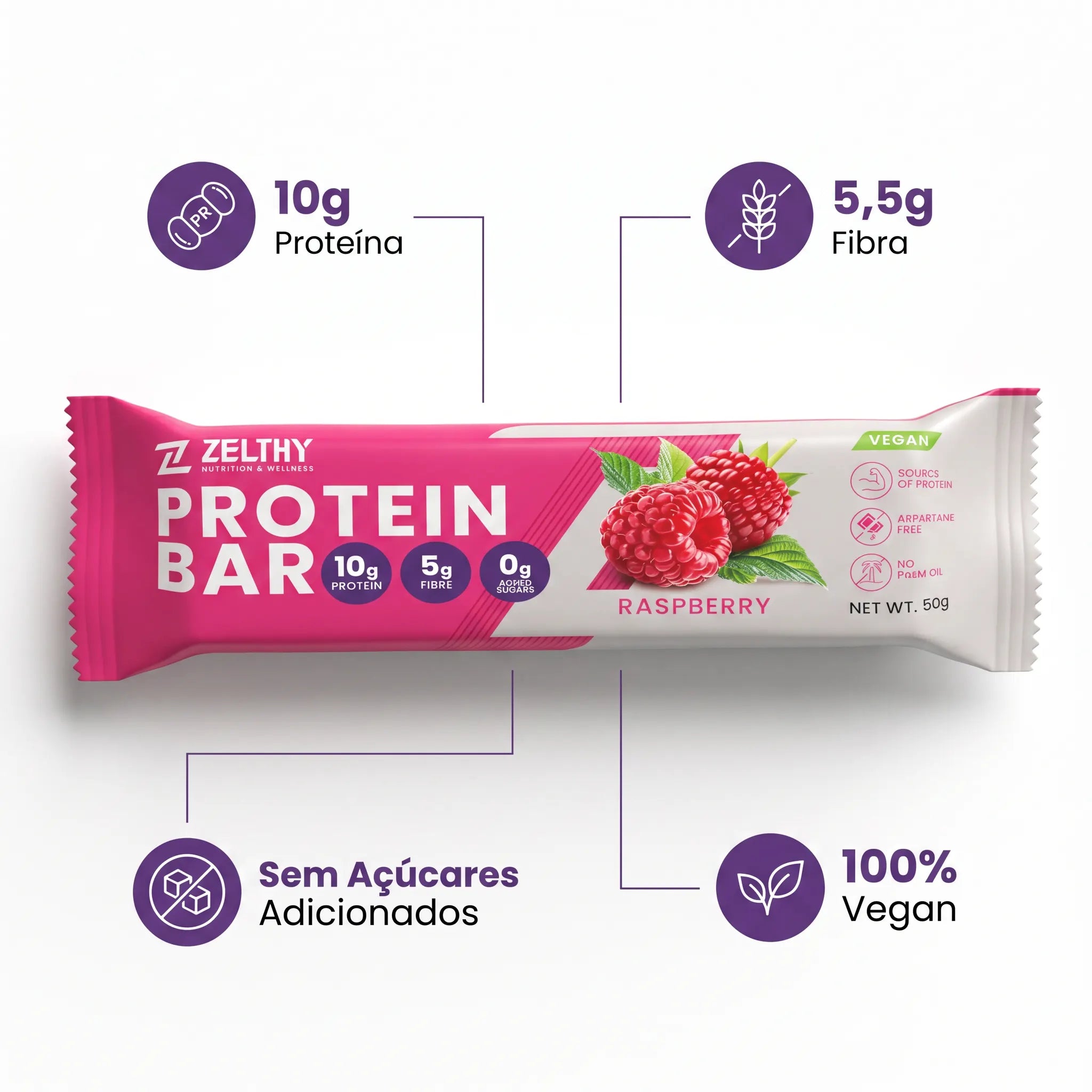 Barra Proteica Zelthy - Framboesa 50g
